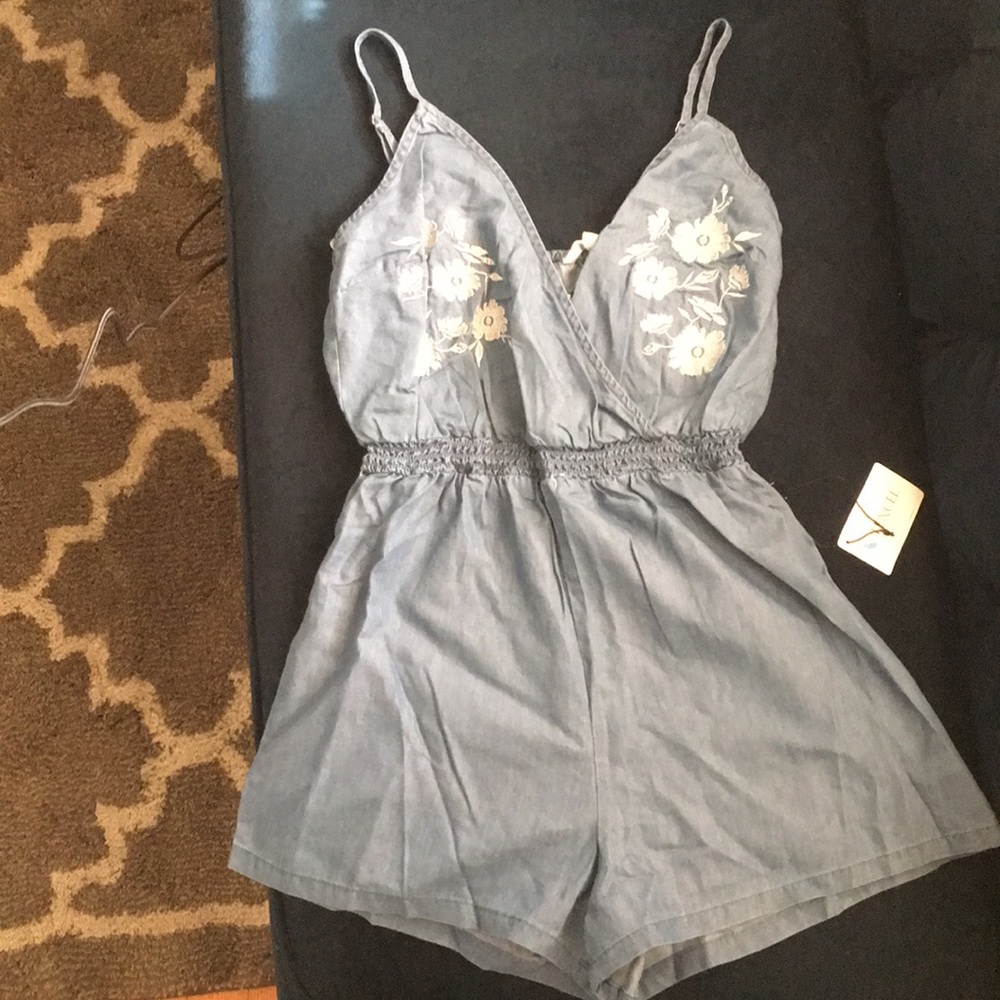 Denim Floral Romper